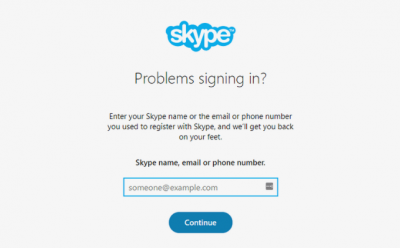 unable to sign in skype on my phone